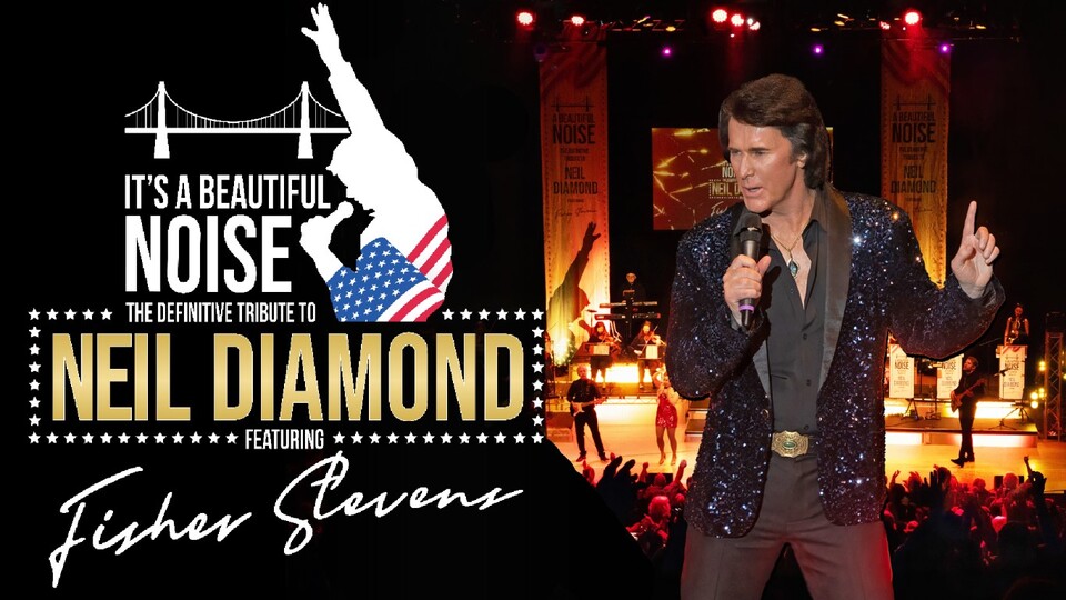 Promotional image for the show 'It’s A Beautiful Noise with Fisher Stevens – The Neil Diamond tribute' in October 2026 at Blackburn Empire Theatre.