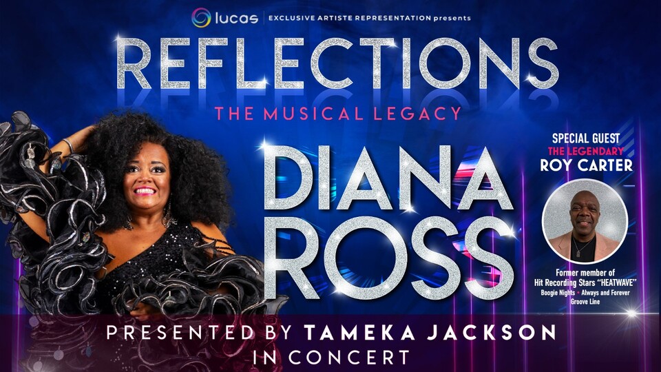 Promotional image for the show 'Reflections – the Musical Legacy of Diana Ross' in October 2026 at Blackburn Empire Theatre.