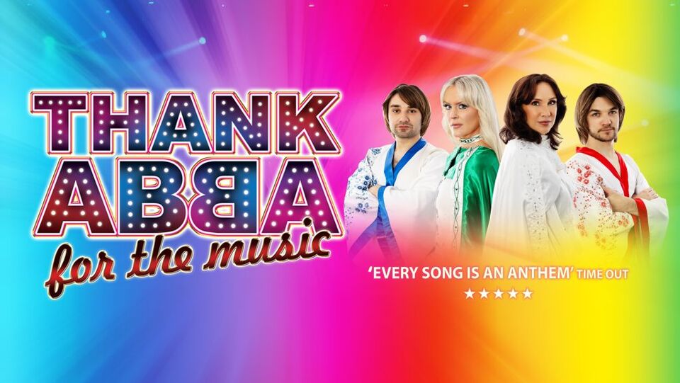 Promotional image for the show 'Thank ABBA for the Music' in February 2027 at Blackburn Empire Theatre.