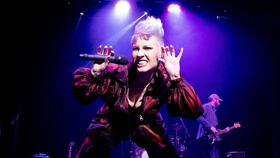 Promotional image for the show 'BEAUTIFUL TRAUMA - The Ultimate Live P!nk Experience' in September 2027 at Blackburn Empire Theatre.