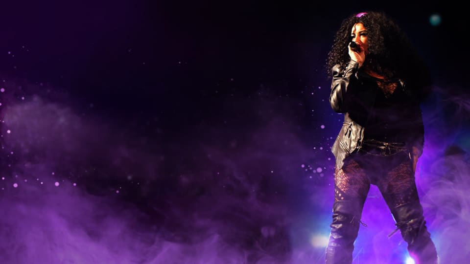 Promotional image for the show 'STRONG ENOUGH – Ultimate Tribute Concert to Cher' in October 2026 at Blackburn Empire Theatre.
