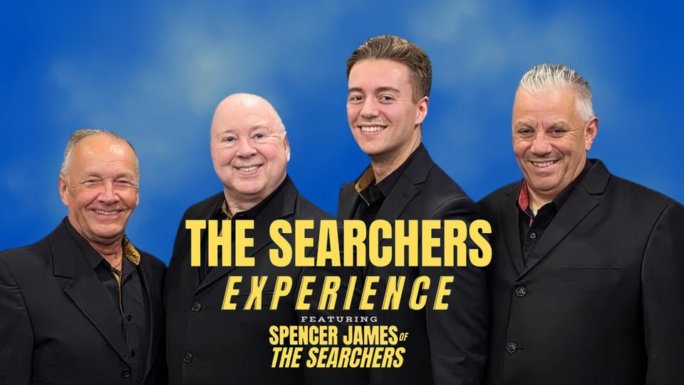 Promotional image for the show 'The Searchers Experience Show - Starring Spencer James' in October 2026 at Blackburn Empire Theatre.