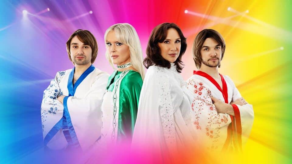 Promotional image for the show 'Thank ABBA for the Music' in February 2027 at Blackburn Empire Theatre.